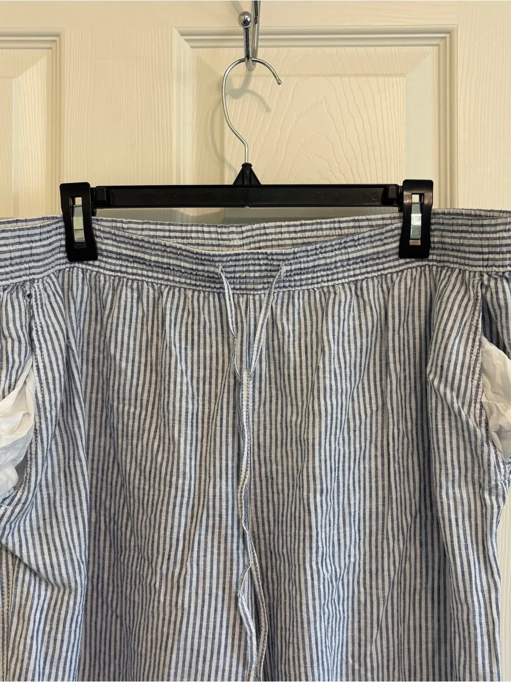 H&M Light Blue Stripe Men's Drawstring Linen Pants